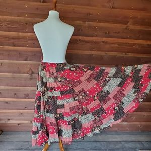 Vintage Boho Gypsy Patchwork Maxi Skirt O/S